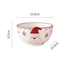 1Pcs Nordic Ceramic Santa Claus Bowl Creative Embossed Fruit Salad Bowl Western Salad Bowls Home Tableware Christmas Gift - Large - 查看 2