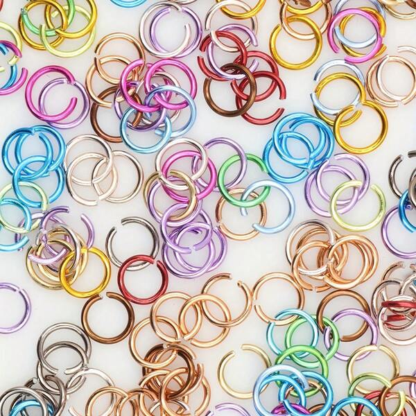 1080 piezas/caja Anillos de salto abiertos de aluminio de 6 mm de colores - Hallazgos de joyería para hacer pendientes, pulseras, collares DIY - Suministros para pequeños negocios para fabricantes de joyas