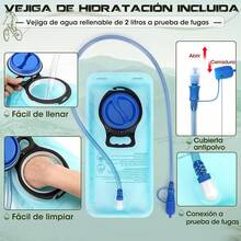 RAINSMORE Mochila de hidratación 18L Mochila de hidratación para Senderismo, Running, Ciclismo, Ciclismo Mochila de hidratación para Hombre y Mujer Cubierta de Lluvia y vejiga de Agua incluida - Negro - Ver 8