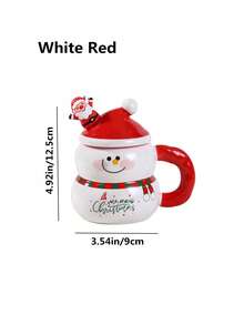 1pc Creative Christmas Ceramic Mug, Cartoon Snowman Design, Large Capacity Water Cup, Gift Box, Women's Christmas Gift, Souvenir, High-Quality Ceramic Coffee/Water Cup, Office Use