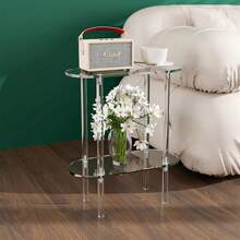 1pc Acrylic Small Side Table, Drink Table, Bedside Table, For Sofa, Living Room, Bedroom, Easy Assembly