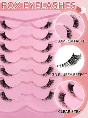 7 أزواج من رموش نصفية ذات شريط شفاف - رموش قطة ذات شكل ريشي من النوع الصناعي، سهلة التركيب في 10 ثوان للذهاب إلى المدرسة أو المكتب أو الجيم أو قضاء وقت في المقاهي أو الحفلات أو التخرج أو عيد الحب أو شهر العسل. ناعمة وخفيفة وقابلة لإعادة الاستخدام وخالية من القسوة، هدية جميلة للنساء.