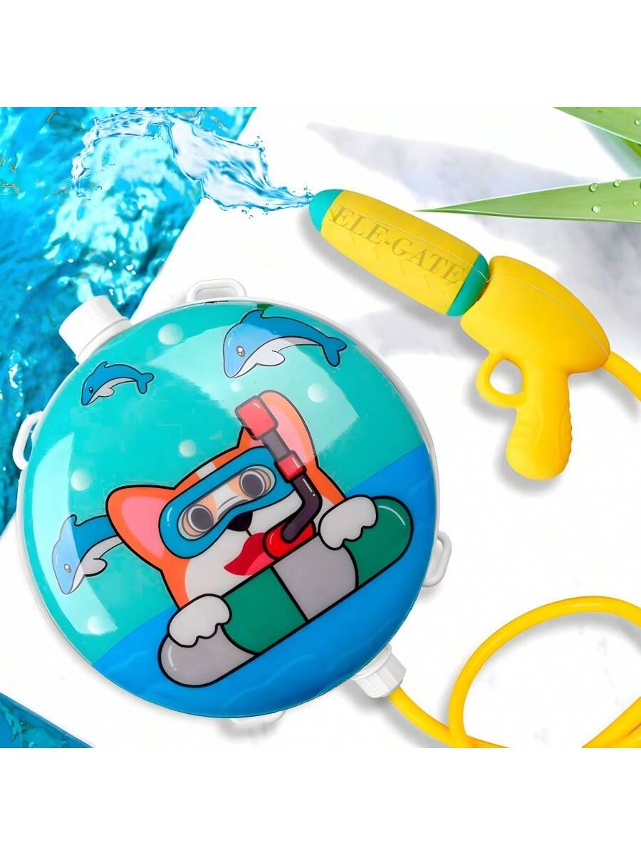 Diseño de perro redondo. Mochila de pistola de agua