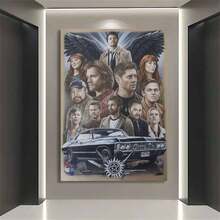 Framed  TV Show Canvas Wall Art Poster, Classic Style Fabric Print, Frame Transverse Wall Hanging Decor, Durable Home Decoration Gift For Living Room, Bedroom, Study, For Christmas, Halloween, Easter, , Thanksgiving And So On - 框架 - 查看 1