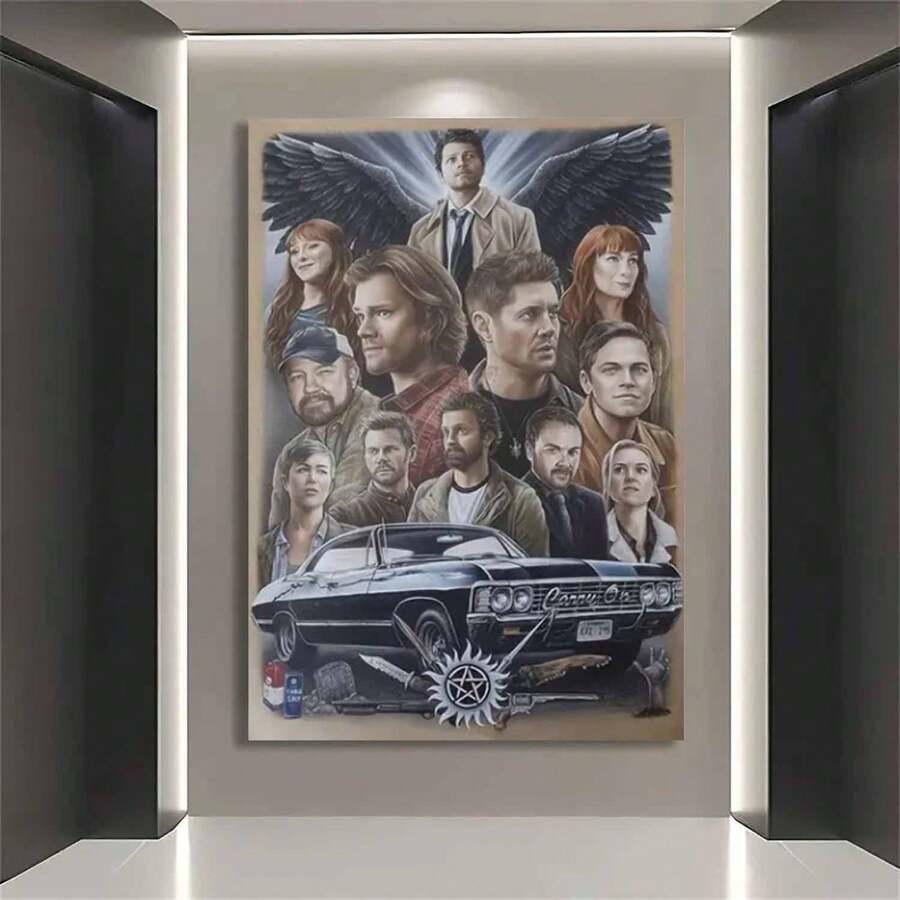 Framed  TV Show Canvas Wall Art Poster, Classic Style Fabric Print, Frame Transverse Wall Hanging Decor, Durable Home Decoration Gift For Living Room, Bedroom, Study, For Christmas, Halloween, Easter, , Thanksgiving And So On - 框架 - 查看 1