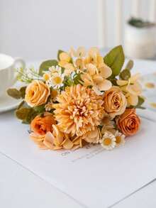 1/3/80 pièces Bouquet de roses artificielles de 28,5 cm, boule brodée, fleurs diverses, petites marguerites, décoration de fête d'anniversaire, décoration de mariage, panier de fleurs, bouquet de mariée, décoration de vase, Saint-Valentin, décoration du Nouvel An, jardin extérieur, convient pour la décoration d'automne, Halloween, Noël, décoration d'automne