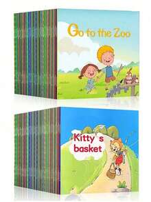 English Graded Reading Materials, Children's English Picture Books, Initiating Enlightenment Education, Early Education Storybooks Set Of 60 Pocket-Style Educational Textbooks, English Picture Books As Children's Gifts, School, Student, Stationery, School Supplies (Styles And Colors Are Random) Halloween, Christmas Gifts, New Year Gifts - Multicolor - View 1
