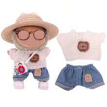 (Solo ropa) Nuevas existencias Ropa para muñeca La Bubu sentada de 17 cm, suéter, jeans, sombrero, gafas, dije de teléfono, zapatos, combinación de atuendo para muñeca La Bubu de 1ra/2da/3ra generación