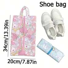 Sanrio 1 Stück tragbare Aufbewahrungstasche von Sanrio, Reißverschluss-Verschluss, multifunktionale Schuhbeutel, süßes Cartoon-Muster-Design, faltbare Reisetasche