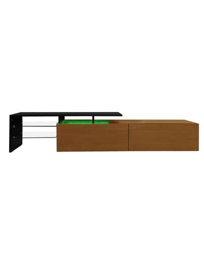 Sairedel Moderne TV Cabinet In High Gloss Wit LED Lighting Elegante Glass Shelves Practical Storage Space Wood Look Living Room Furniture view 5