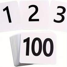 25/50/100PCS,PVC Table Number Cards,Double-Sided Table Number Cards,Stand Number Sign, White On Black,Restaurant Decor,Wedding Table Decor,Christmas,Halloween,Birthday Parties,Gifts For Family,Friends