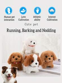 Pet Companion Battery Operated Toy Plush Puppy Pet Electronic Interactive Toy Walking Barking Wagging Tail Simulation Model Puppy Electronic Robot Dog Soft Fur Walking Running Animal Pet Gift Christmas And Halloween Gift - Multicolor - View 6