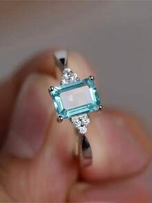 1 Stück eleganter S925 Sterling Silber-Ring mit Kubikzirkonia, Hochzeitsschmuck für Frauen, feiner Schmuck