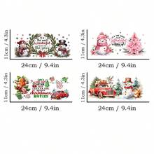 4-Piece Set Christmas Self-Adhesive 3D Crystal Decal Stickers For Glass Cups And Bottles, Plastic Waterproof Scratch-Resistant Holiday Drinkware Decor With Festive Designs - Multicolor - View 7