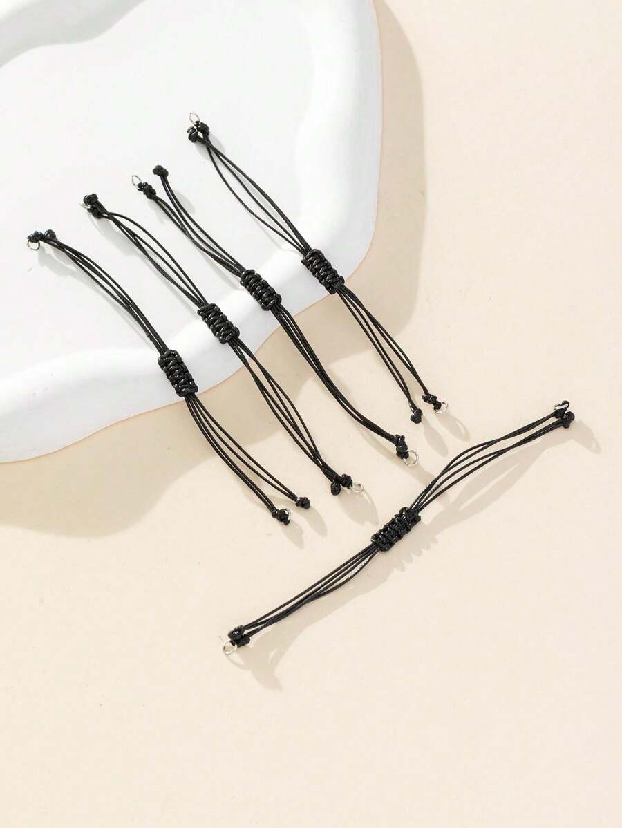 5pcs/set Coffee Brown Adjustable Braided Cord Diy Handmade Jewelry Making Accessory - Coffee Brown - View 1