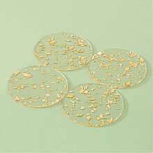 Acrylic Heat-Resistant Coasters With Gold Foil, Waterproof Tea Cup Mat, Resin Table Pad, Nordic Style Creative Design