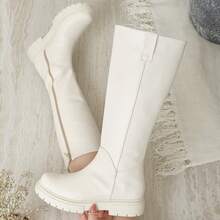 Women Knee-High Boots - 米色 - 查看 4
