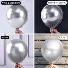 45pcs Silver Metal Balloons, Silver Latex Balloons, Suitable For Graduation Ceremony, New Year, Wedding, Baby Shower, Bachelorette Party, Anniversary, Engagement, Birthday Party Decoration - Multicolor - View 4
