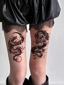 1 Set Of 4pcs Temporary Dragon Tattoo Stickers, Fashion Body Art Tattoos For Arm, Leg, Waist, Waterproof And Sweatproof, Suitable For Men And Women, Realistic Fake Tattoos, Easy To Apply And Remove