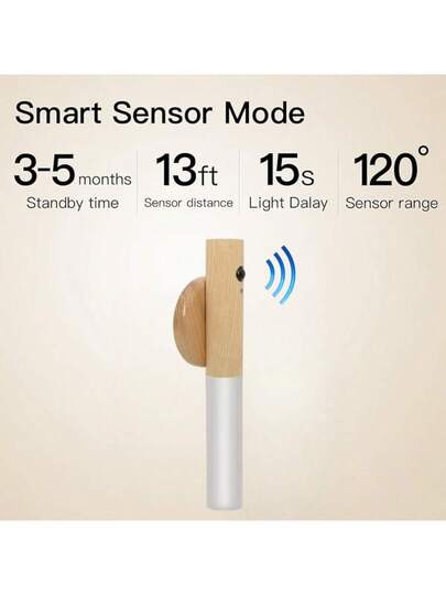 1/ Motion Sensor Night Light, Magnetic Wand Lamp, USB Rechargeable LED Stick On Wireless Stairway, Indoor Wooden Wardrobe, Hallway Stairs view 5