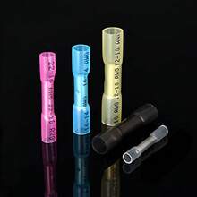 Conectores de extremo termorretráctil, 50 unidades de 14-12 AWG, conectores de alambre de crimpado aislados de grado marino, conectores eléctricos impermeables, empalme a tope para cableado de barco y - 14-12 AWG - Ver 5