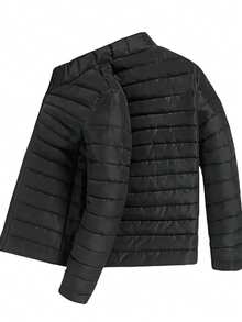 Men's Solid Color Thick Padded Coat, Middle-Aged Padded Coat , Fall Winter