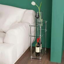 1pc Acrylic Small Side Table, Drink Table, Bedside Table, For Sofa, Living Room, Bedroom, Easy Assembly