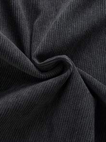 男士灯芯绒拼色袖口拼接双口袋设计翻领全扣前片独特纽扣长袖衬衫，休闲，时尚，简约，适合日常穿着，通勤，街头风格，秋冬 - 深灰色 - 查看 7