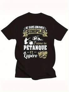 Camiseta Vintage Francesa Divertida para Hombre - "Je Suis Un Mec" Camiseta Gráfica de Petanca y Cerveza, Camiseta Casual de Corte Holgado para el Día a Día y Días de Juego - Regalo para Jugadores de Petanca, Amantes de la Cerveza y Fans del Humor - Comodidad para Todas las Estaciones, Camisetas Divertidas, Ropa de Ocio, Camiseta Gráfica Audaz, Top Lavable a Máquina, Estilo Retro, Tela Cómoda, Camiseta Estampada, Entusiastas del Deporte - Negro - Ver 2