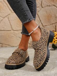 1 Pair Women's Leopard Print Casual Outdoor Sexy Party Wedding Fashion Vacation Preppy College Party Fabric Buckle Platform Wedge Shoes, Suitable For Outdoor, Home, Office, Party, College, Vacation, All Seasons