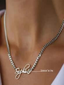 Customized Elegant Stainless Steel Name Necklace - Personalized Retro Chain, Perfect Gift For Women's Birthday