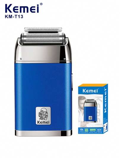 Kemei 1 pièce Rasoir électrique à grille KM-T13 de type professionnel, rechargeable via USB-C. Cadeau idéal pour les pères. Rasoir facial, tondeuse pour favoris et barbe avec 3 têtes de lame. Convient aux hommes chauves.