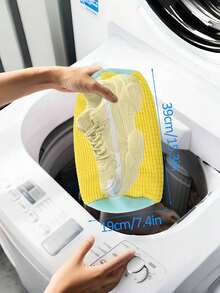 2pcs/1pc Durable Shoe Washing Machine Bag For All Types Of Shoes - Yellow With Blue Zipper, Suede Fabric Lining & Noise Reduction Design, Elastic Nylon Zipper, Suitable For All Washing Machines, Protective Sneakers, Casual Shoes & Delicate Items