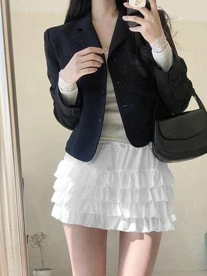 2025 Spring/Summer Layered Design Chic Women's Mini Skirt