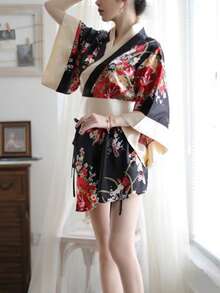 1 pieza Disfraz de estilo kimono japonés tradicional para mujer, adecuado para vacaciones, celebraciones, fiestas de parejas, cosplay