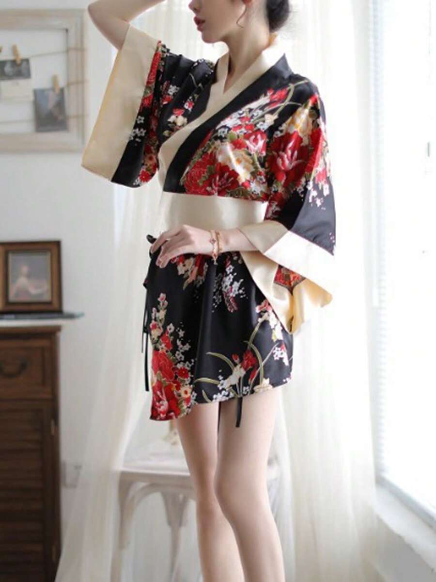 1 pieza Disfraz de estilo kimono japonés tradicional para mujer, adecuado para vacaciones, celebraciones, fiestas de parejas, cosplay