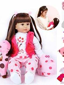 22 Inch Lifelike Reborn Baby Dolls, Newborn Girl Doll With Realistic Veins, Handmade Vinyl With Weighted Cloth Body, Advanced Painted Gift Set For Kids Age 3+ - 彩色 - 查看 6