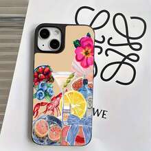 Funda para teléfono con diseño de elementos de fiesta de martini costero veraniego, compatible con iPhone 16, 15, 14 Pro Max, 13, 12, 11, XR y XS Plus. Fabricada en silicona TPU, ofrece protección contra golpes y caídas, además de una excelente sensación al tacto. Es el regalo ideal para familiares, amigos y seres queridos. - Negro - Ver 5