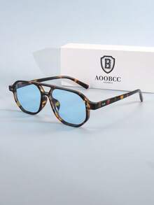 1 件装复古小圆框时尚眼镜，适合男士、女士服装配饰，适合驾驶、旅行、休闲、户外运动、高尔夫 - 藍色 - 查看 2