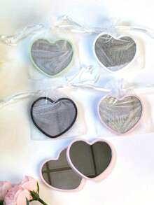 10个心形便携化妆镜和10个礼品袋 - 粉色、绿色、白色、黑色，简约设计，便携轻巧，适合旅行、家居装饰、生日、新娘及伴娘派对礼物、化妆、平价、房间装饰、梳妆台、旅行、卧室、化妆配件、镜子、化妆镜、迷你镜、便携镜、小镜子、手持镜、平价、圣诞礼物、化妆、化妆工具、平价好物、礼物、女士礼物、圣诞礼物、赠品、旅行、平价好物、旅行必备 - 彩色 - 查看 4