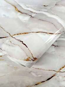 1 Roll Marble Pattern Self-Adhesive Wallpaper, Waterproof Beige Marble Texture, Suitable For Desktops, Offices, Kitchens - Multicolor - View 12