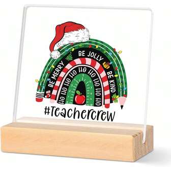 Centros de mesa para fiesta, decoración de oficina navideña con arcoíris, decoración de escritorio de maestro "Sé alegre y amable", regalos navideños para ella, decoración de habitación bohemia, decoración de pared