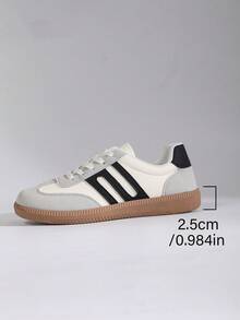 Women's Multifunctional Fashion Casual Shoes, Flat Non-Slip Lace-Up Round Toe Rubber Sole Casual Sneakers, Black & Khaki Color Block, Daily Match, Shoes, Casual Shoes, Size 36-41,