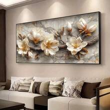 1pc 23.62x47.24in Frameless Abstract Floral Branch Canvas Wall Art, Modern Retro Landscape Poster Print In Beige White Brown Gray, High-Quality Canvas Painting For Living Room Decor, Bedroom Wall Art, Corridor Decoration, Office Home Decor Poster