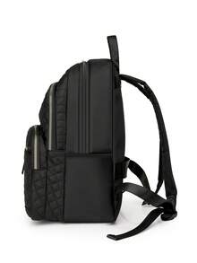 Women's Nylon Solid Color Quilted Large Capacity Versatile Backpack, Minimalist Casual Student Backpack, Commuter Bag - Black - View 10