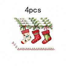 1pc/4pcs/6pcs/100pcs Christmas Stockings Pattern Placemats, Machine-Washed Rectangular Polyester Placemats, Table Protectors, Heat-Insulating Placemats, Restaurant Table Decorations, Party Supplies, Christmas Decorations, Can Be Given As Gift