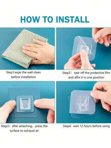 20pcs Semi-Transparent Heavy Duty Adhesive Hooks, No Drilling Required, Waterproof, Rust-Proof, Multi-Purpose Hanging Storage Rack, Suitable For Home, Activity Room, Cabinet - One Size Fits All - View 3