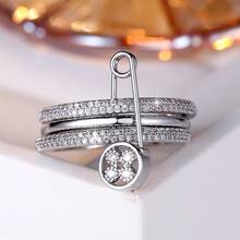 Fashionable Ring, Multi-Layer Design, Inlaid With Shiny Zirconia, Available In Multiple Colors, Suitable For Daily Wear, Ideal Accessory For Parties - Silver - View 25