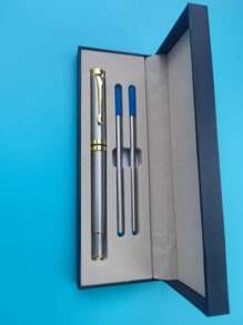 1 Conjunto de Caneta Presente Luxuoso com Canetas de Rolo, Melhor Conjunto de Canetas Esferográficas como Presente para Homens e Mulheres, Executivos Profissionais de Escritório, Canetas Esferográficas Elegantes em Caixa de Presente Clássica, Recarga Preta com Largura de Linha de 0,7mm, De Volta à Escola