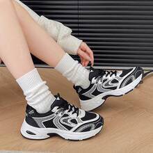 New Unisex Casual Sports Sneakers, Fashion Chunky Sneakers, Versatile Couple Shoes, All Season - Black - View 3